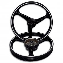 Ζάντες ζευγάρι Yamaha Crypton-X 135 3-μπρατσες μαύρες-άσπρες X-Gear